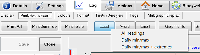 eTemperature Excel Export